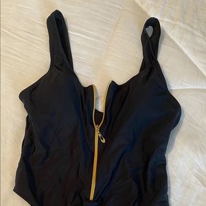 black zip swim suit